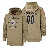 Pittsburgh Steelers Customized Nike Tan Salute To Service Name & Number Sideline Therma Pullover Hoodie,baseball caps,new era cap wholesale,wholesale hats